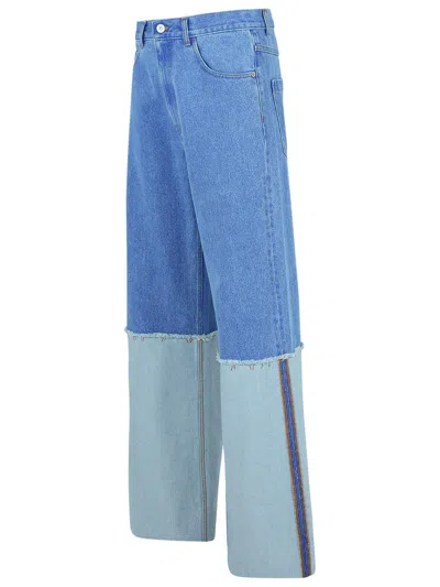 Marni Wide Leg Blue Jeans With High Turn-up