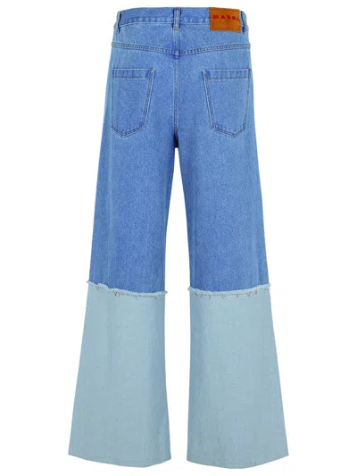 Marni Wide Leg Blue Jeans With High Turn-up