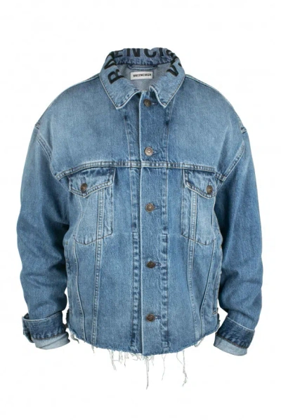 Balenciaga Women Denim Jacket In Blue