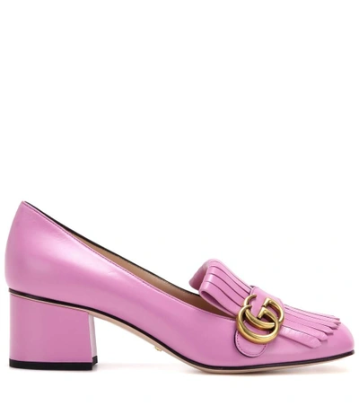 Shop Gucci Leather Loafer Pumps In Caedy Mousse