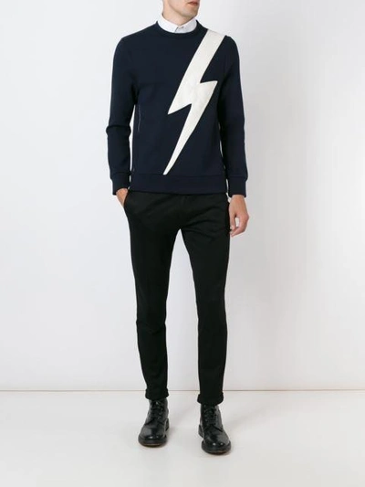 Shop Neil Barrett Lightning Bolt Patch Sweatshirt