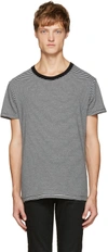 SAINT LAURENT Grey & Black Striped T-Shirt