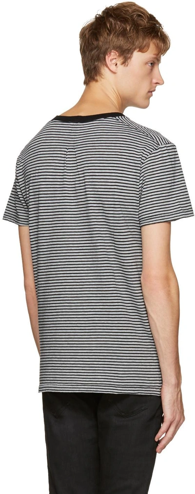 Shop Saint Laurent Grey & Black Striped T-shirt