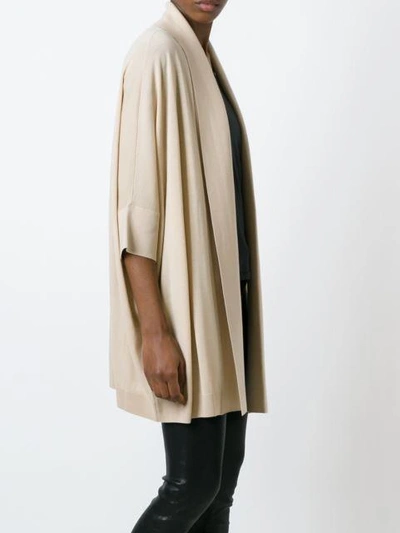 Shop Ralph Lauren Fold Quarter Sleeve Draped Cardigan Coat - Neutrals