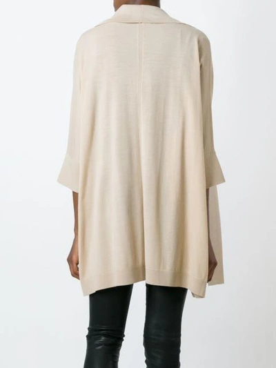 Shop Ralph Lauren Fold Quarter Sleeve Draped Cardigan Coat - Neutrals