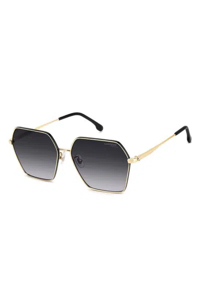 Carrera Eyewear 60mm Gradient Rectangular Sunglasses In Gold Black/dark Grey Sf
