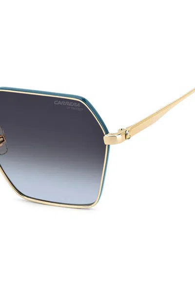 Carrera Eyewear 60mm Gradient Rectangular Sunglasses In Gold Teal/dark Grey