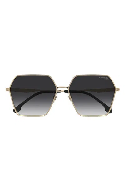 Carrera Eyewear 60mm Gradient Rectangular Sunglasses In Gold Black/dark Grey Sf