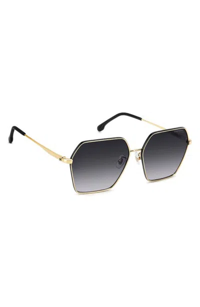 Carrera Eyewear 60mm Gradient Rectangular Sunglasses In Gold Black/dark Grey Sf