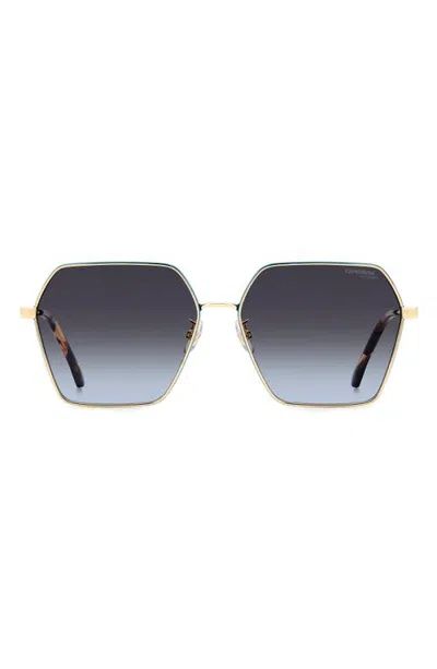 Carrera Eyewear 60mm Gradient Rectangular Sunglasses In Gold Teal/dark Grey