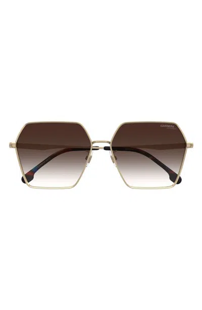 Carrera Eyewear 60mm Gradient Rectangular Sunglasses In Gold Ivory/brown