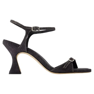 Carel Paris 70mm Sling Back Denim Heeled Sandals In Black