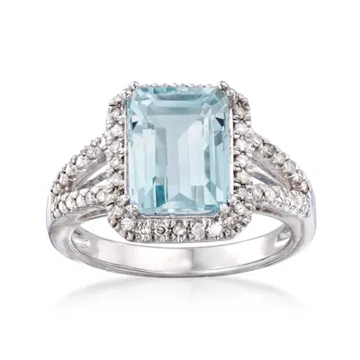 Ross-simons Aquamarine And . Diamond Ring In Sterling Silver In Blue