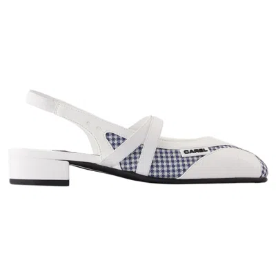 Carel Paris 20mm Sling Back Checked Flat Pumps In White