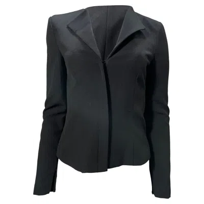 Roland Mouret Collared Hidden Closure Blazer In Black Wool In Black