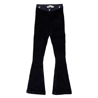 Off White C/o Virgil Abloh Blue Velour Flared Leggings In Blue