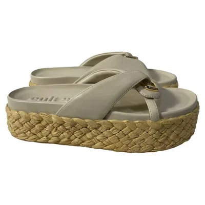 Cult Gaia Blythe Espadrille Platform Sandals In White Leather In White