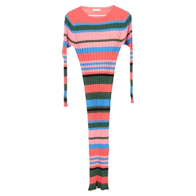 STINE GOYA STINE GOYA JEANNE STRIPE RIBBED MIDI DRESS IN MULTICOLOR VISCOSE 