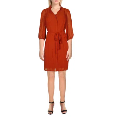 Nanette Lepore Womens Chiffon Swiss Dot Shift Dress In Yellow
