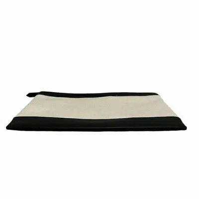 Pre-owned Balenciaga Black Ivory Canvas Leather Clutch Bag () In Black, Ivory