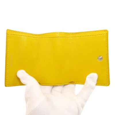 Pre-owned Balenciaga Yellow Leather Wallet (tri-fold) ()