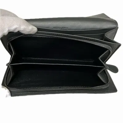 Pre-owned Bottega Veneta Black Leather Long Wallet (bi-fold) ()