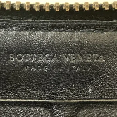 Pre-owned Bottega Veneta Intrecciato Black Leather Long Wallet (bi-fold) ()