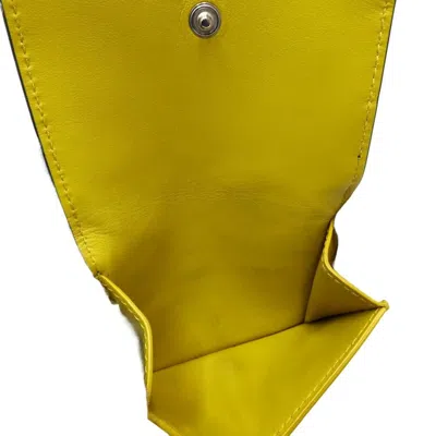 Pre-owned Bottega Veneta Intrecciato Navy Yellow Intrecciato Wallet (tri-fold) () In Navy, Yellow