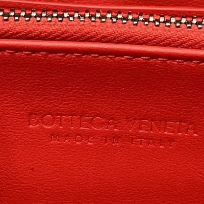 Pre-owned Bottega Veneta Intrecciato Red Color Elastane Cotton Polyester Long Wallet (bi-fold) ()