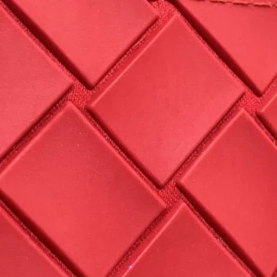 Pre-owned Bottega Veneta Intrecciato Red Color Elastane Cotton Polyester Long Wallet (bi-fold) ()