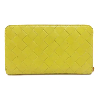 Pre-owned Bottega Veneta Intrecciato Yellow Leather Coin Purse/coin Case ()