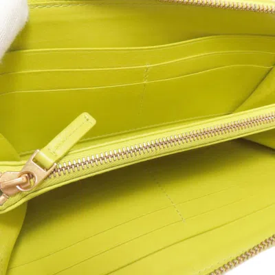 Pre-owned Bottega Veneta Intrecciato Yellow Leather Coin Purse/coin Case ()