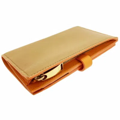 Pre-owned Bottega Veneta Light Brown Orange Leather Wallet (bi-fold) () In Light Brown, Orange