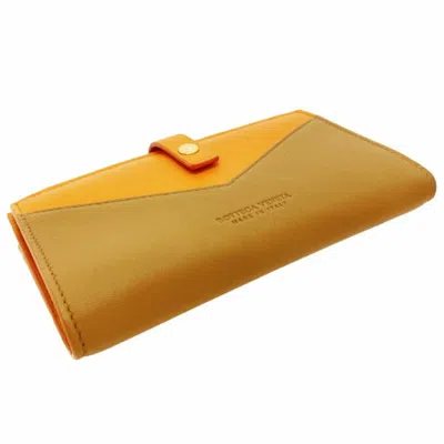 Pre-owned Bottega Veneta Light Brown Orange Leather Wallet (bi-fold) () In Light Brown, Orange