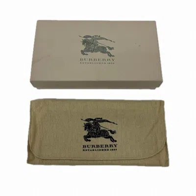 Pre-owned Burberry Beige Gold Leather Canvas Long Wallet (bi-fold) () In Beige, Gold