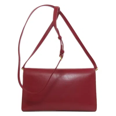Pre-owned Burberry Red Color Leather Chain/shoulder Wallet ()