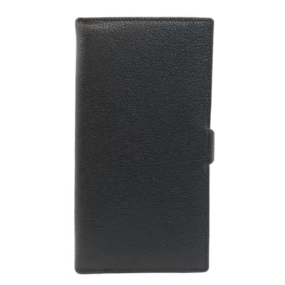 Pre-owned Bvlgari Black Leather Long Wallet (bi-fold) ()