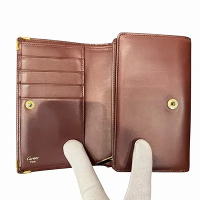 Pre-owned Cartier Bordeaux Leather Coin Purse/coin Case ()