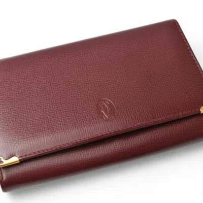 Pre-owned Cartier Bordeaux Leather Wallet (bi-fold) ()