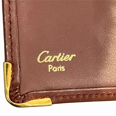 Pre-owned Cartier Bordeaux Leather Coin Purse/coin Case ()