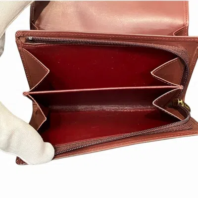 Pre-owned Cartier Bordeaux Leather Coin Purse/coin Case ()