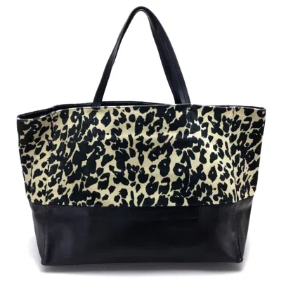 Pre-owned Celine Beige Black Canvas Leather Tote Bag () In Beige, Black