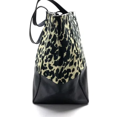 Pre-owned Celine Beige Black Canvas Leather Tote Bag () In Beige, Black