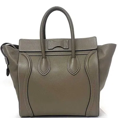 Pre-owned Celine Beige Gray Leather Tote Bag () In Beige, Gray
