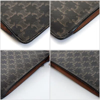 Pre-owned Celine Black Brown Canvas Leather Pochette Pouch Shoulder Bag () In Black, Brown
