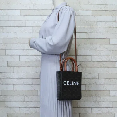 Pre-owned Celine Black Brown Coated Canvas Shoulder Bag () In Black, Brown