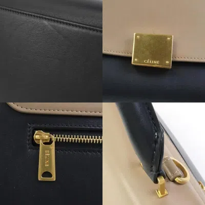 Pre-owned Celine Black Brown Pink Leather Suede Handbag Shoulder Bag () In Black, Brown, Pink