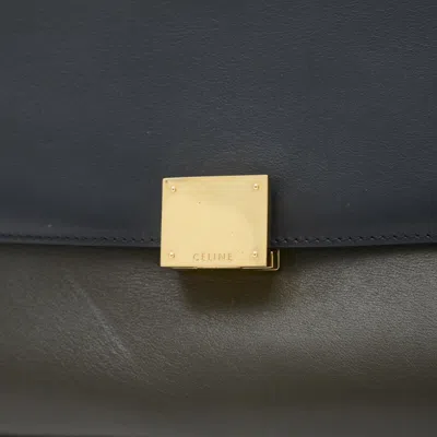 Pre-owned Celine Black Navy Yellow Leather Suede Shoulder Bag () In Black, Navy, Yellow