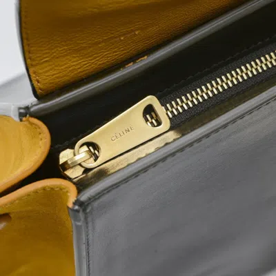 Pre-owned Celine Black Navy Yellow Leather Suede Shoulder Bag () In Black, Navy, Yellow
