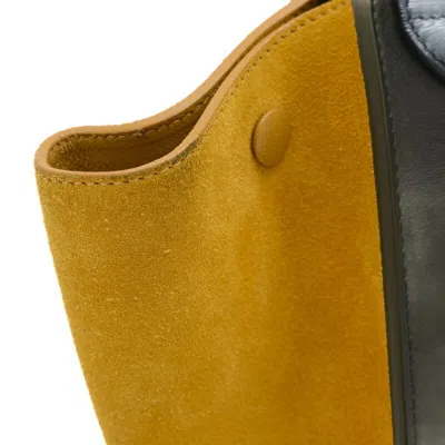 Pre-owned Celine Black Navy Yellow Leather Suede Shoulder Bag () In Black, Navy, Yellow